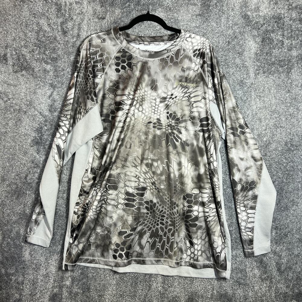 Kryptek Shirt Mens 2XL Gray Long Sleeve Raid Camo Mesh Performance Hunting Tee